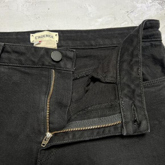 L'AGENCE High-Rise Flare Black Bell Bottom Jeans SIZE 30 Noir Black Stretch - Picture 4 of 8